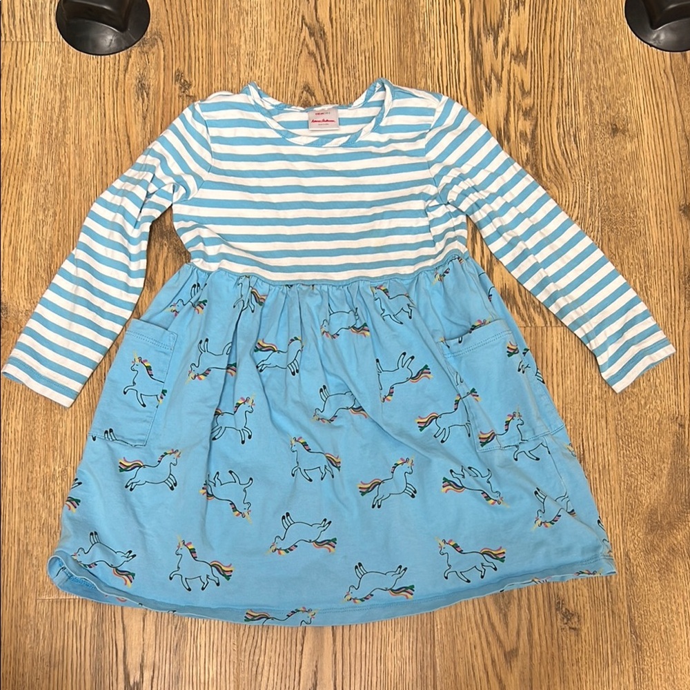 Blue Striped Unicorn Dress for Kids